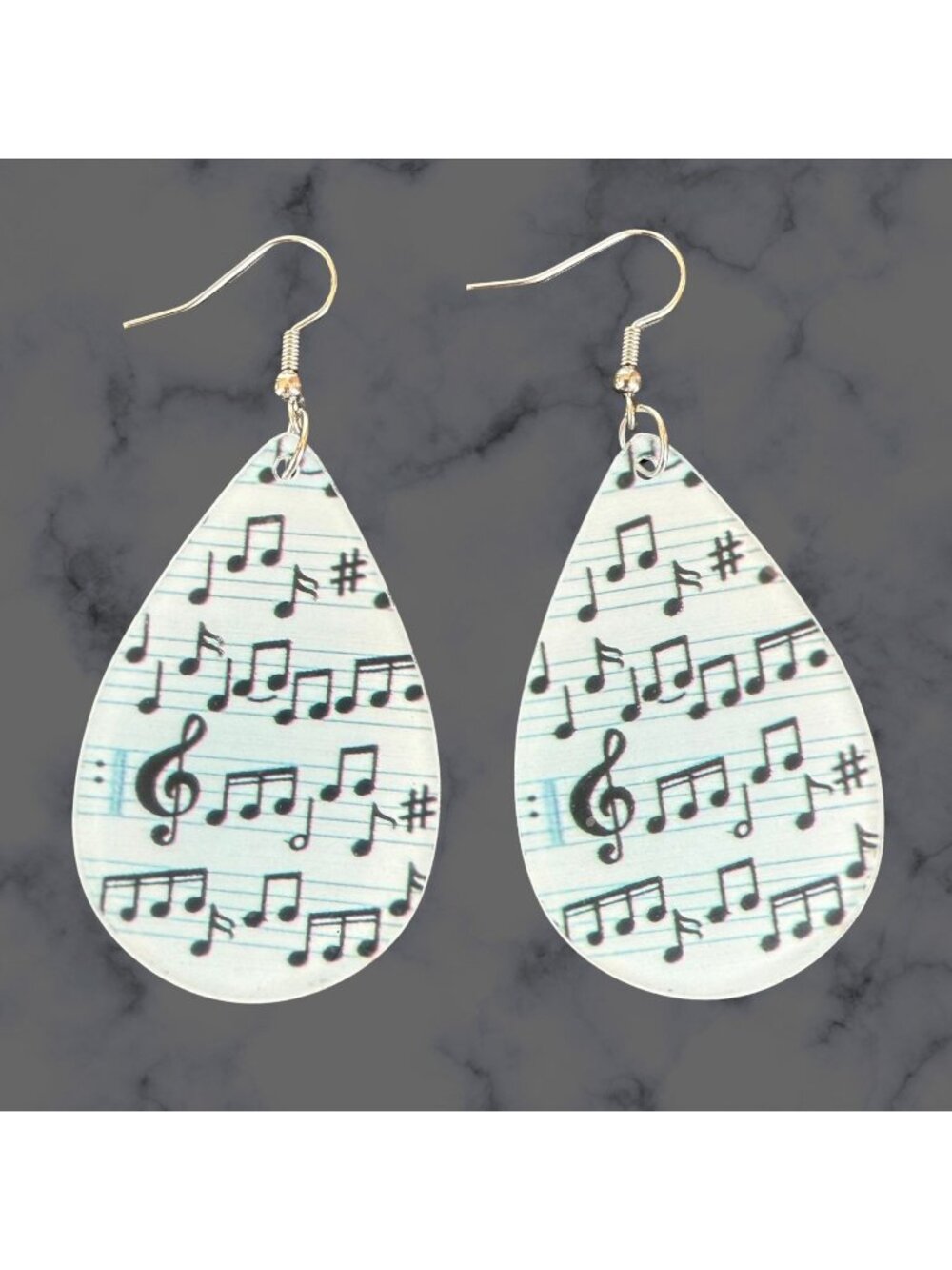 Music Note Teardrop Earrings Lightweight Dangle Jewelry Theater Music Gift